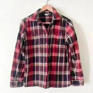 Woolrich Sz M Womens Red Plaid Flannel 100% Cotton Button Down Shirt
